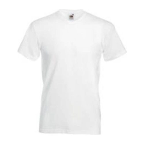 Fruit of the Loom F08 V-nyakú pamut póló, VALUEWEIGHT V-NECK T, White - XL