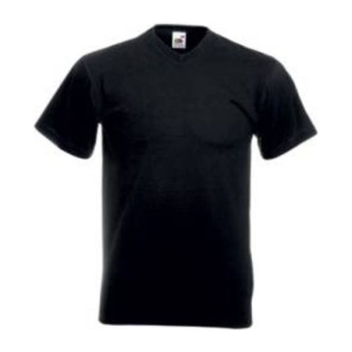 Fruit of the Loom F08 V-nyakú pamut póló, VALUEWEIGHT V-NECK T, Black - L