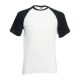 Fruit of the Loom F76 környakas baseball póló, VALUEWEIGHT SHORT SLEEVE BASEBALL T, White/Black - M