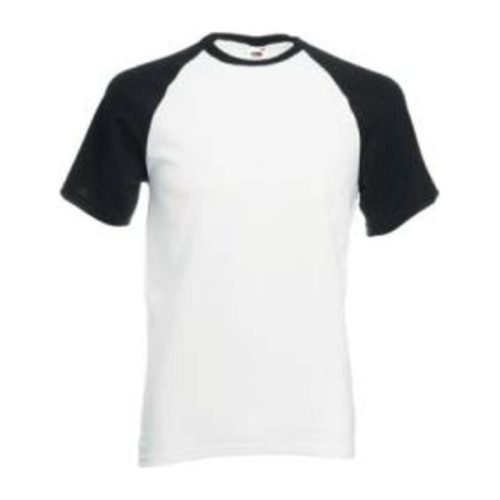 Fruit of the Loom F76 környakas baseball póló, VALUEWEIGHT SHORT SLEEVE BASEBALL T, White/Black - 2XL