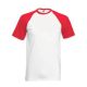 Fruit of the Loom F76 környakas baseball póló, VALUEWEIGHT SHORT SLEEVE BASEBALL T, White/Red