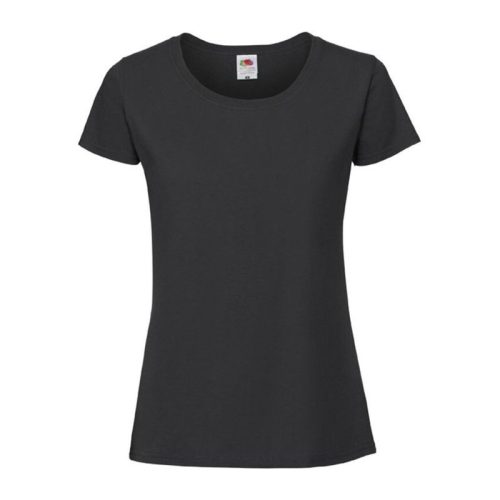 Fruit of the Loom FN56 kereknyakú Női póló, LADIES 195 ICONIC T, Black - S