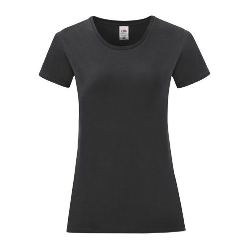 Fruit of the Loom FN63 rövid ujjú Női póló, LADIES ICONIC 150 T, Black - S