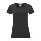 Fruit of the Loom FN63 rövid ujjú Női póló, LADIES ICONIC 150 T, Black - L