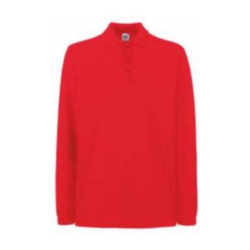 Fruit of the Loom FU24 hosszú ujjú galléros piké póló, PREMIUM LONG SLEEVE POLO, Red - L