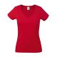 Fruit of the Loom FU27 Női V-nyakú póló, LADY FIT VALUEWEIGHT V-NECK T, Red - XS