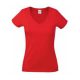 Fruit of the Loom FU27 Női V-nyakú póló, LADY FIT VALUEWEIGHT V-NECK T, Red - XS