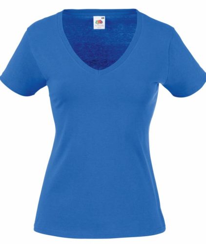 Fruit of the Loom FU27 Női V-nyakú póló, LADY FIT VALUEWEIGHT V-NECK T, Royal Blue - XS