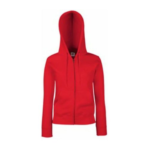 Fruit of the Loom FU84 zipzáras kapucnis Női pulóver, LADY FIT HOODED JACKET, Red - XL