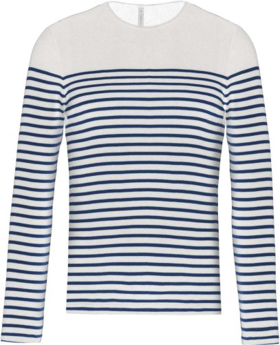 Kariban kereknyakú csíkos hosszú ujjú férfi póló KA366, Striped White/Navy-L