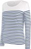 Kariban Női hosszú ujjú, csíkos pamut póló KA386, Striped White/Navy-L