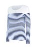 Kariban Női hosszú ujjú, csíkos pamut póló KA386, Striped White/Navy-M