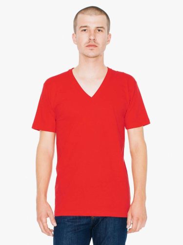 American Apparel jersey V-nyakú póló AA2456 unisex, Red-L