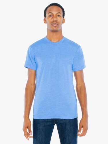 American Apparel uniszex rövid ujjú póló, AABB401 pamut-poliészter, Heather Lake Blue-2XL