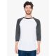 American Apparel uniszex 3/4 ujjú póló, AABB453 raglán ujjú, White/Heather Black-2XL