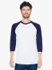 American Apparel uniszex 3/4 ujjú póló, AABB453 raglán ujjú, White/Heather Lake Blue-2XL