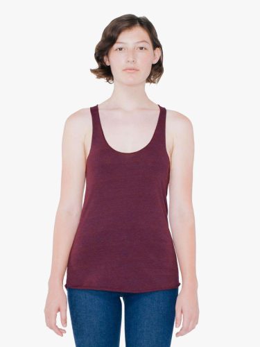 American Apparel tri-blend Női sport hátú trikó, AATR308 ujjatlan póló, Tri-Cranberry-L