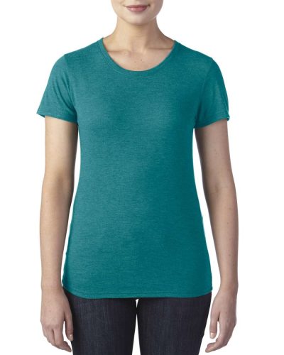 Női póló,Anvil ANL6750, kereknyakú tri-blend, Heather Galapagos Blue-2XL
