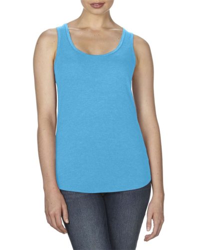 Női sporthátú trikó, Anvil ANL6751, ívelt aljjal, Heather Caribbean Blue-2XL
