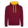 Kapucnis pulóver Just Hoods AWJH003, kontrasztos színű kapucni belsővel, Burgundy/Gold-XL