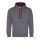 Kapucnis pulóver Just Hoods AWJH003, kontrasztos színű kapucni belsővel, Charcoal Grey/Burgundy-2XL