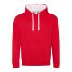 Kapucnis pulóver Just Hoods AWJH003, kontrasztos színű kapucni belsővel, Fire Red/Arctic White-XS