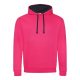 Kapucnis pulóver Just Hoods AWJH003, kontrasztos színű kapucni belsővel, Hot Pink/French Navy-M