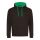 Kapucnis pulóver Just Hoods AWJH003, kontrasztos színű kapucni belsővel, Jet Black/Kelly Green-XS