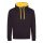 Kapucnis pulóver Just Hoods AWJH003, kontrasztos színű kapucni belsővel, Jet Black/Gold-M