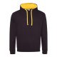 Kapucnis pulóver Just Hoods AWJH003, kontrasztos színű kapucni belsővel, Jet Black/Gold-M