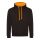 Kapucnis pulóver Just Hoods AWJH003, kontrasztos színű kapucni belsővel, Jet Black/Orange Crush-2XL