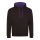 Kapucnis pulóver Just Hoods AWJH003, kontrasztos színű kapucni belsővel, Jet Black/Purple-2XL