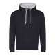 Kapucnis pulóver Just Hoods AWJH003, kontrasztos színű kapucni belsővel, New French Navy/Heather Grey-L