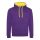 Kapucnis pulóver Just Hoods AWJH003, kontrasztos színű kapucni belsővel, Purple/Sun Yellow-M