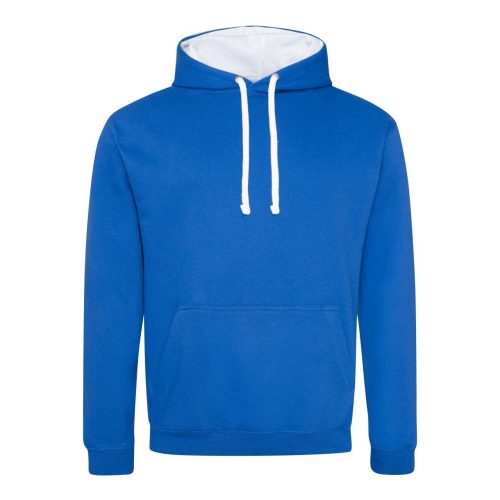 Kapucnis pulóver Just Hoods AWJH003, kontrasztos színű kapucni belsővel, Royal Blue/Arctic White-2XL