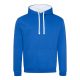 Kapucnis pulóver Just Hoods AWJH003, kontrasztos színű kapucni belsővel, Royal Blue/Arctic White-2XL