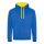 Kapucnis pulóver Just Hoods AWJH003, kontrasztos színű kapucni belsővel, Royal Blue/Sun Yellow-2XL