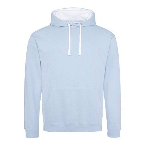 Kapucnis pulóver Just Hoods AWJH003, kontrasztos színű kapucni belsővel, Sky Blue/Arctic White-M