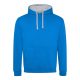 Kapucnis pulóver Just Hoods AWJH003, kontrasztos színű kapucni belsővel, Sapphire Blue/Heather Grey-S