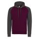 Raglános baseball kapucnis pulóver, Just Hoods AWJH009, Burgundy/Charcoal-S