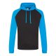 Raglános baseball kapucnis pulóver, Just Hoods AWJH009, Jet Black/Sapphire Blue-2XL