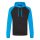 Raglános baseball kapucnis pulóver, Just Hoods AWJH009, Jet Black/Sapphire Blue-M