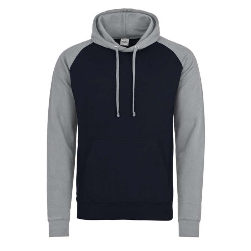 Raglános baseball kapucnis pulóver, Just Hoods AWJH009, Oxford Navy/Heather Grey-S