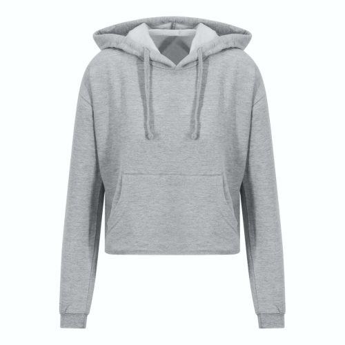 Női kapucnis pulúver, Just Hoods AWJH016, rövid derkú, Heather Grey-L