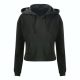 Női kapucnis pulúver, Just Hoods AWJH016, rövid derkú, Jet Black-L