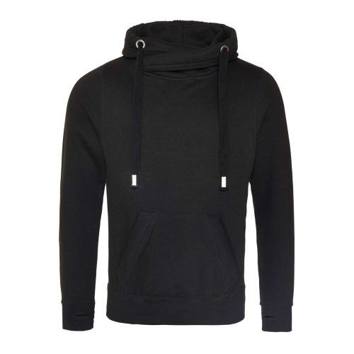 Kereszt nyakú, vastag kapucnis pulóver, Just Hoods AWJH021, Jet Black-L