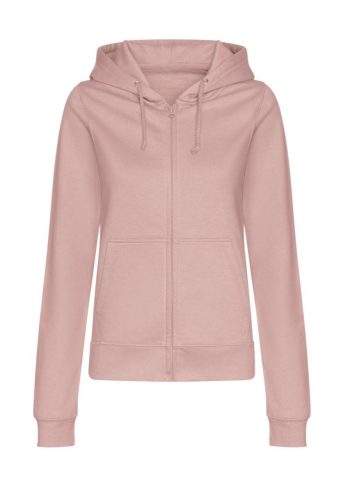 Kapucnis Női pulóver, Just Hoods AWJH050F, elején végig cipzár, Dusty Pink-2XL