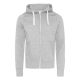 Vastag kapucnis férfi pulóver, Just Hoods AWJH052, elején végig cipzárral, Heather Grey-L