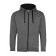 Cipzáros-kapucnis férfi pulóver, Just Hoods AWJH053, Charcoal Grey/Jet Black-2XL