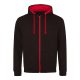 Cipzáros-kapucnis férfi pulóver, Just Hoods AWJH053, Jet Black/Fire Red-L